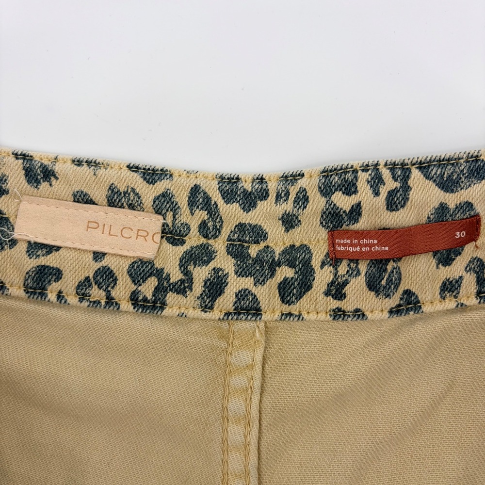 Pilcro The Wanderer Jeans Women's 30 Leopard Print Relaxed-Leg double knee - Picture 4 of 10